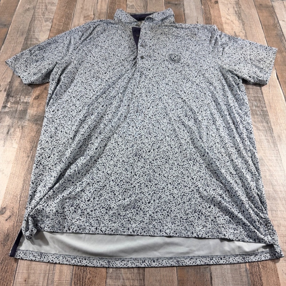 Greyson Polo Shirt Men XL White Navy Floral Oakland Hills Country Club Golf Top